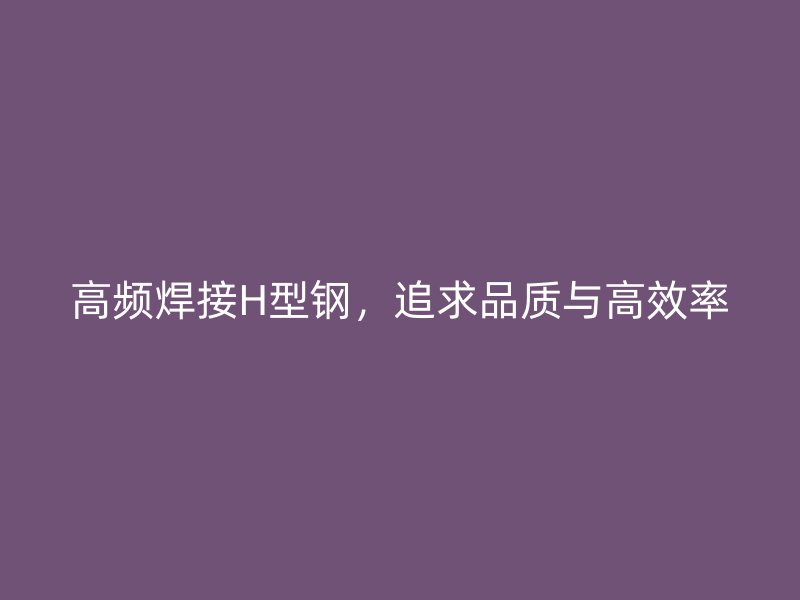 高頻焊接H型鋼，追求品質(zhì)與高效率