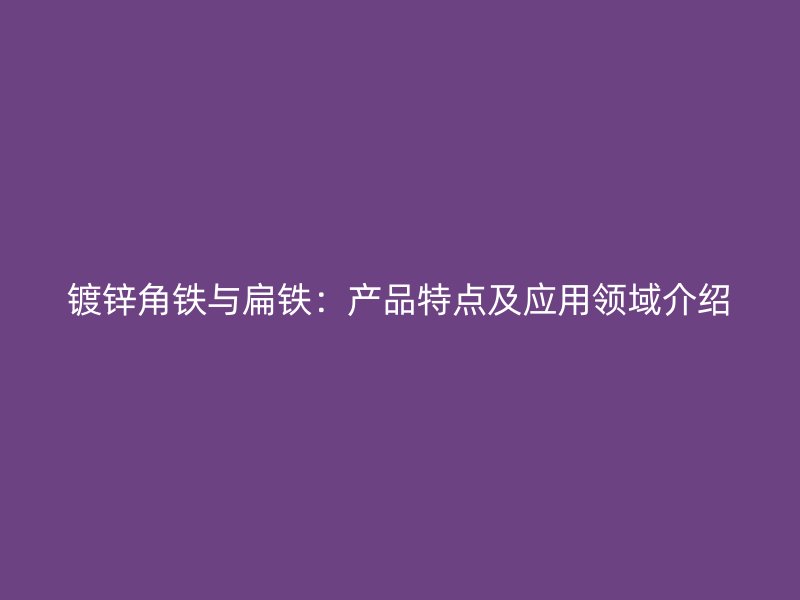 鍍鋅角鐵與扁鐵：產(chǎn)品特點及應用領域介紹