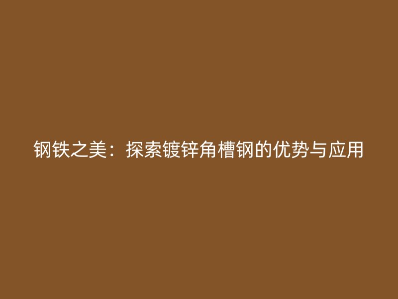 鋼鐵之美：探索鍍鋅角槽鋼的優(yōu)勢與應(yīng)用