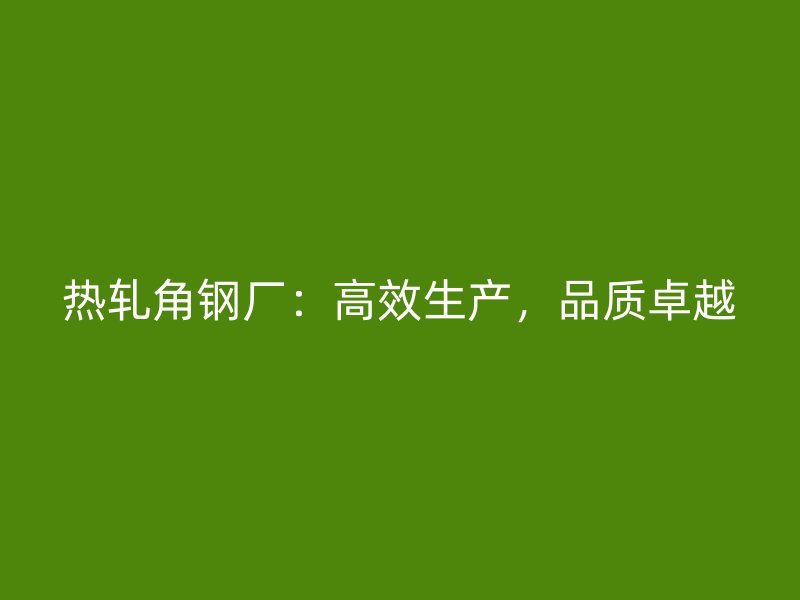 熱軋角鋼廠：高效生產(chǎn)，品質(zhì)卓越