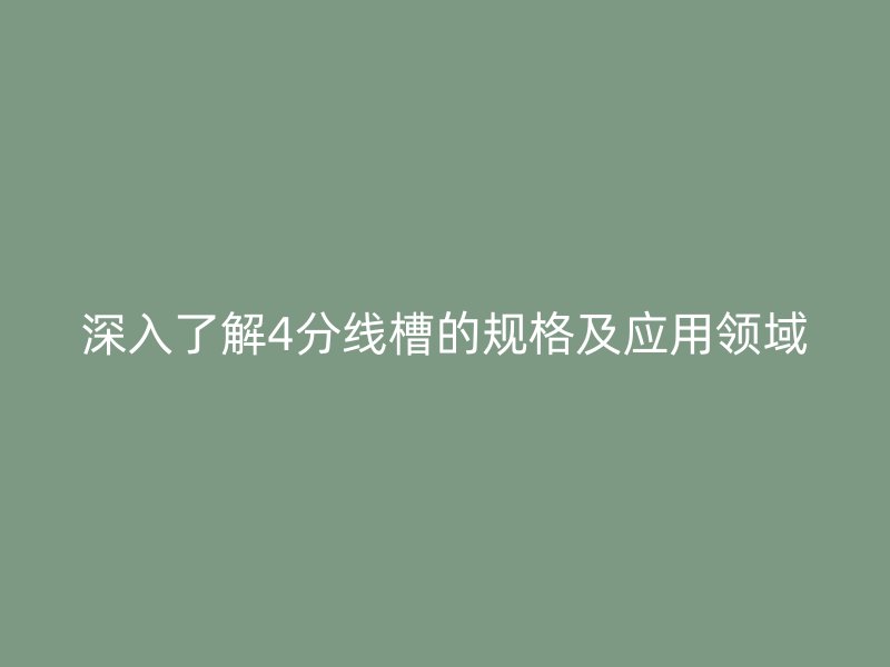 深入了解4分線槽的規(guī)格及應(yīng)用領(lǐng)域