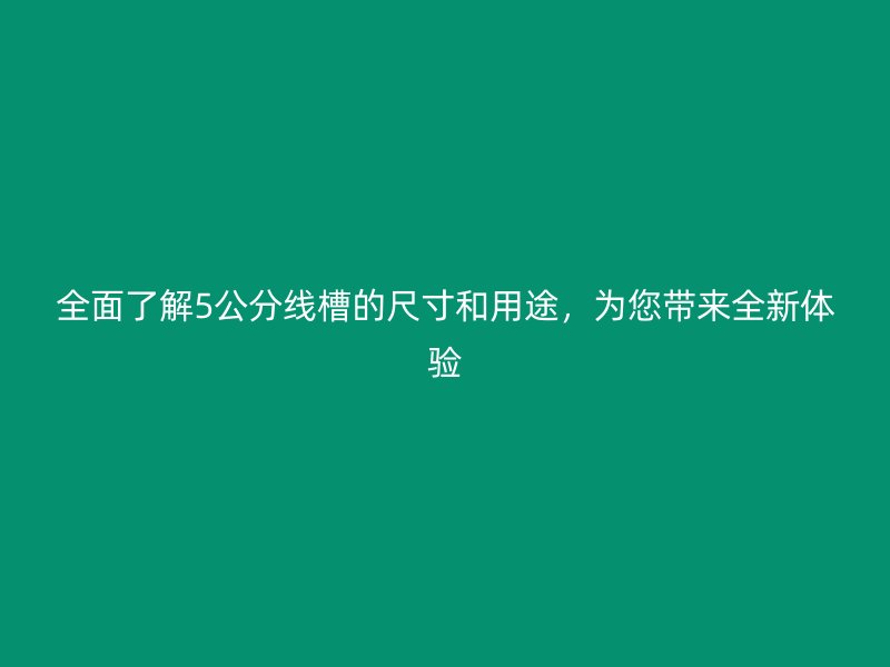 全面了解5公分線槽的尺寸和用途，為您帶來全新體驗(yàn)