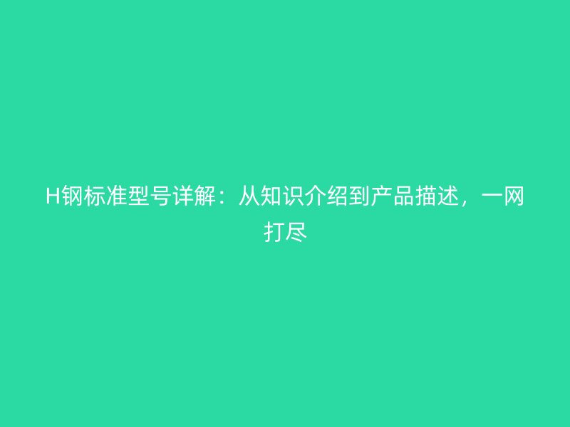 H鋼標(biāo)準(zhǔn)型號(hào)詳解：從知識(shí)介紹到產(chǎn)品描述，一網(wǎng)打盡