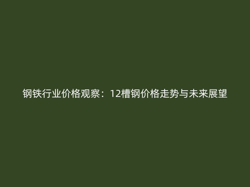 鋼鐵行業(yè)價格觀察：12槽鋼價格走勢與未來展望