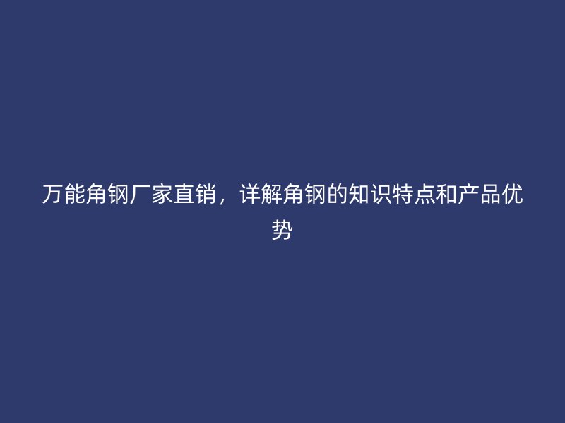 萬能角鋼廠家直銷，詳解角鋼的知識特點和產(chǎn)品優(yōu)勢