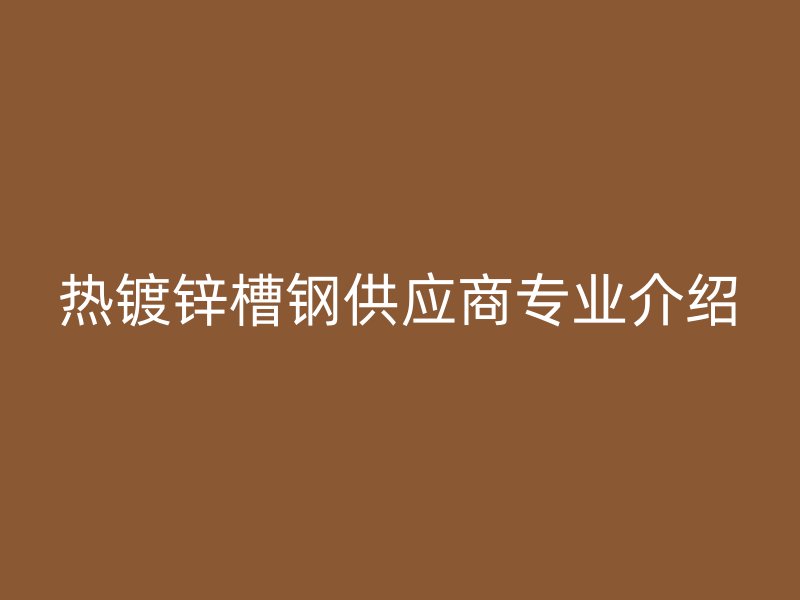 熱鍍鋅槽鋼供應(yīng)商專業(yè)介紹