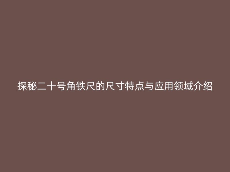 探秘二十號角鐵尺的尺寸特點與應用領域介紹