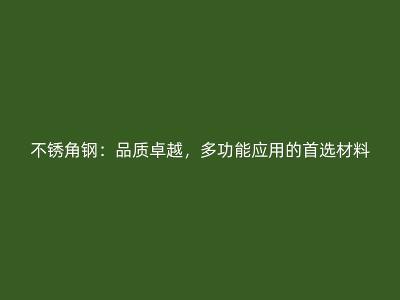 不銹角鋼：品質(zhì)卓越，多功能應(yīng)用的首選材料
