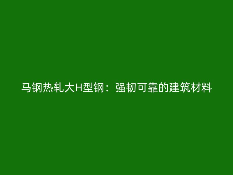 馬鋼熱軋大H型鋼：強(qiáng)韌可靠的建筑材料