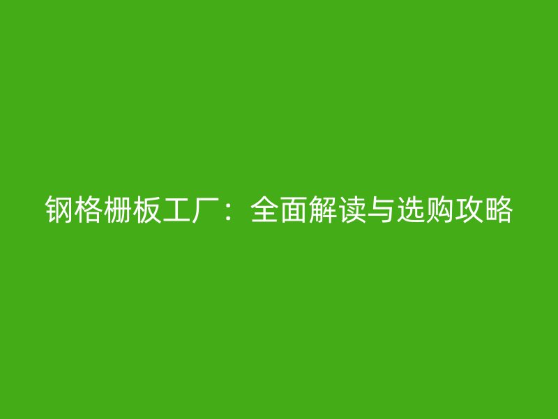 鋼格柵板工廠：全面解讀與選購(gòu)攻略
