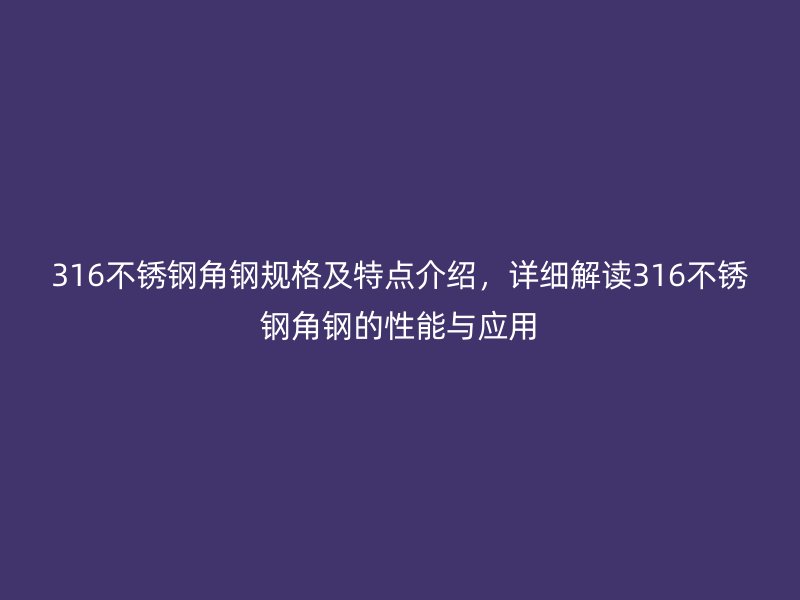 316不銹鋼角鋼規(guī)格及特點介紹，詳細解讀316不銹鋼角鋼的性能與應用